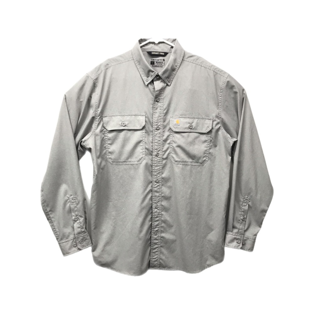 Carhartt Force Shirt Mens L Relaxed Fit Gray Polyester/Nylon Model #TW5291-M